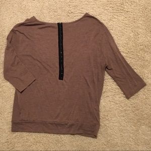 LOFT size large brown 3/4 top button closure back